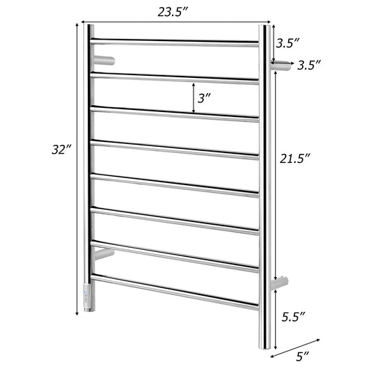 Topbuy Wall Mounted Towel Warmer Heated Towel Rack with Timer for Bathroom