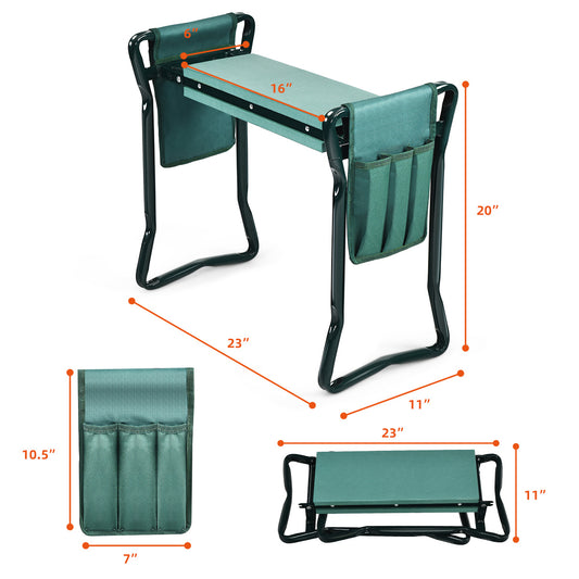 Topbuy Portable Garden Kneeler and Seat Stool with 2 Bonus Tool Pouches