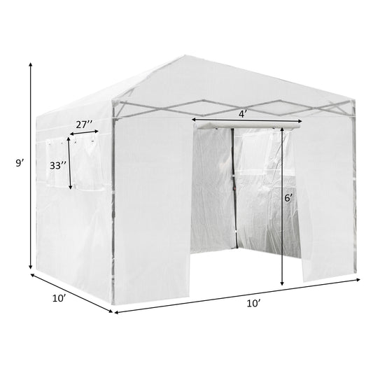 Topbuy 10' x 10' Walk-in Greenhouse Portable Pop-up Garden with Windows and Door