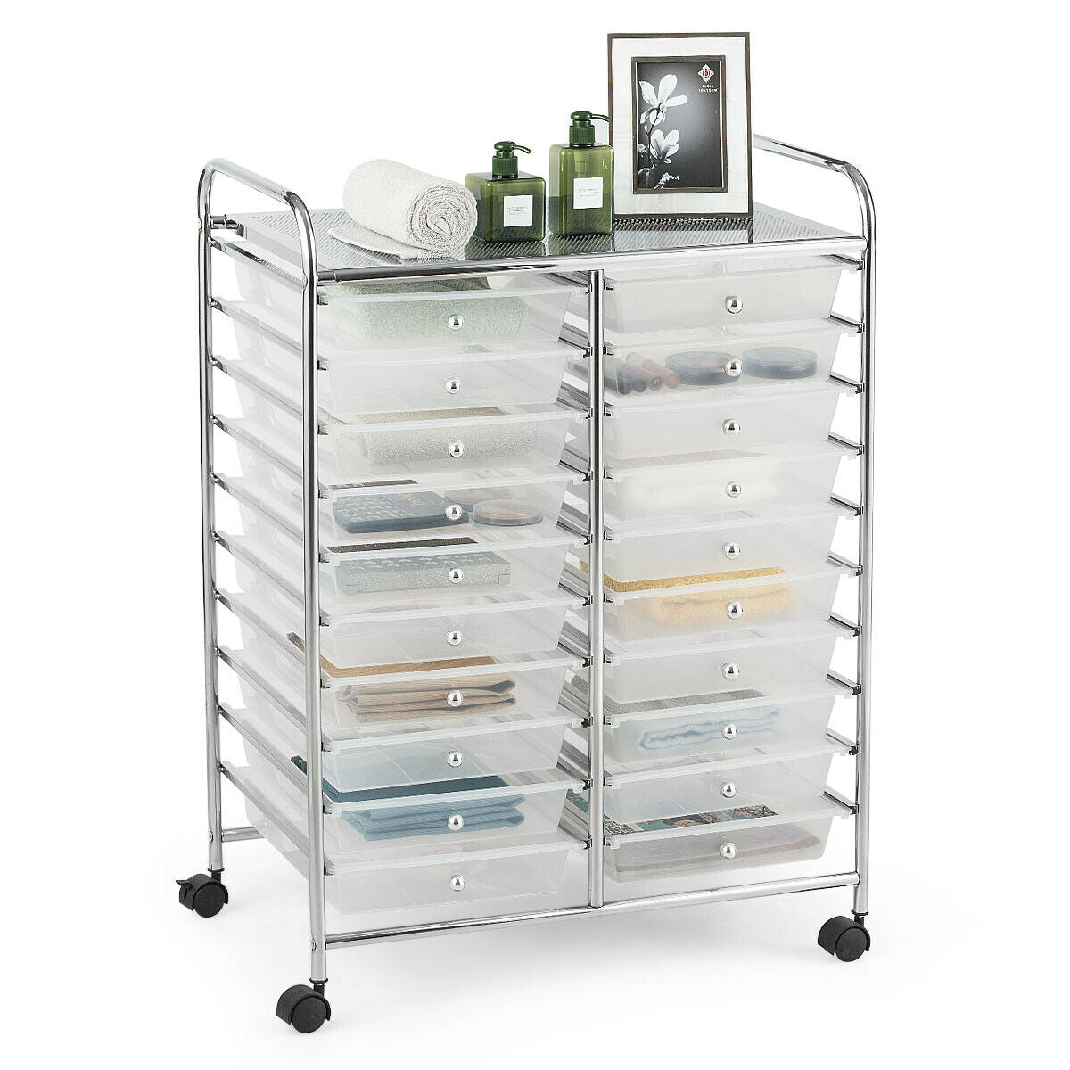 Topbuy 20-Drawer Rolling Trolley Mobile Storage Cart Tools Scrapbook Paper Organizer