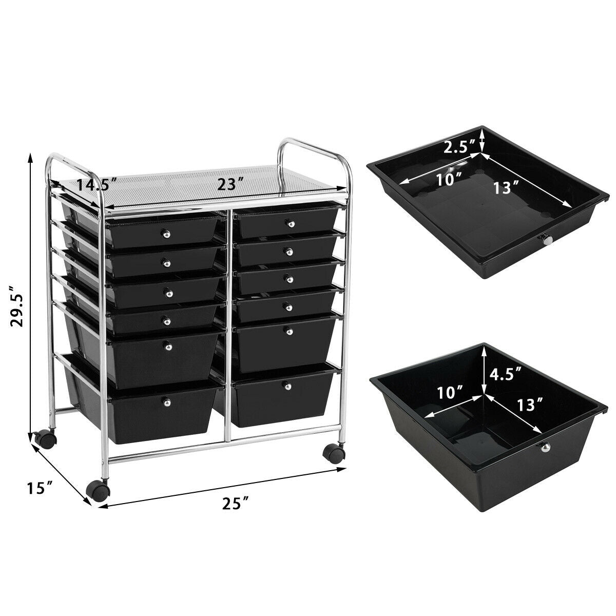 Topbuy 12-Drawers Rolling Storage Cart with Organizer Top