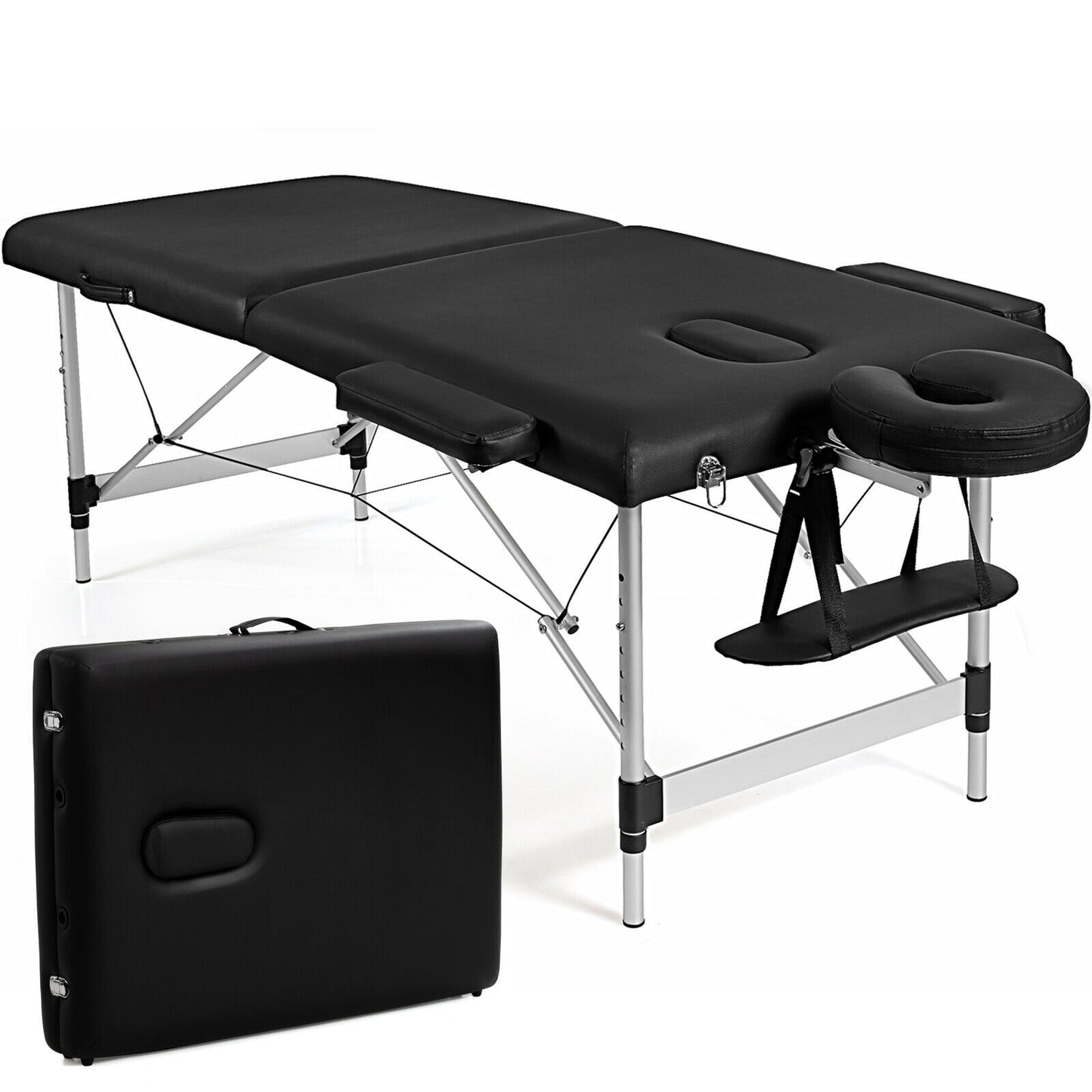 Topbuy 84''L Portable Massage Table Adjustable Facial Salon Spa Bed w/ Carry Case White/Black/Pink