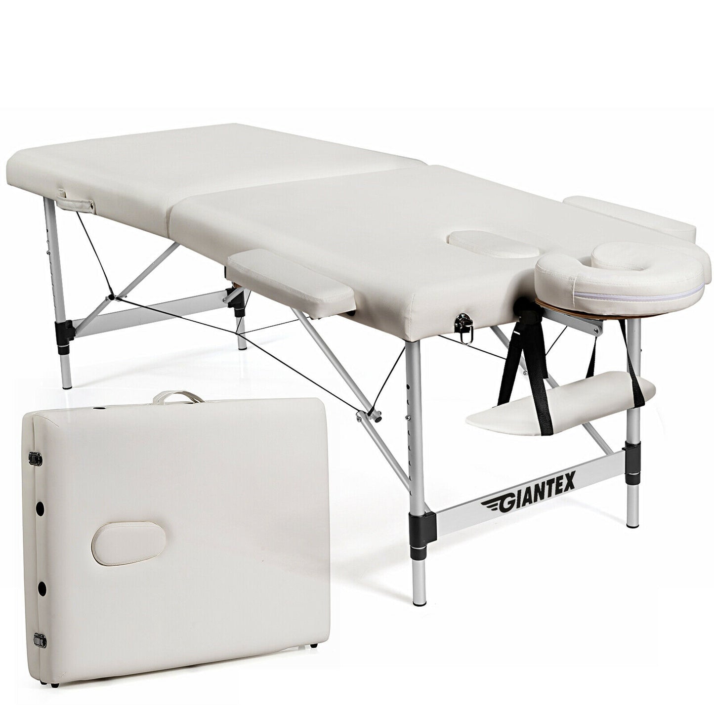 Topbuy 84''L Portable Massage Table Adjustable Facial Salon Spa Bed w/ Carry Case White/Black/Pink