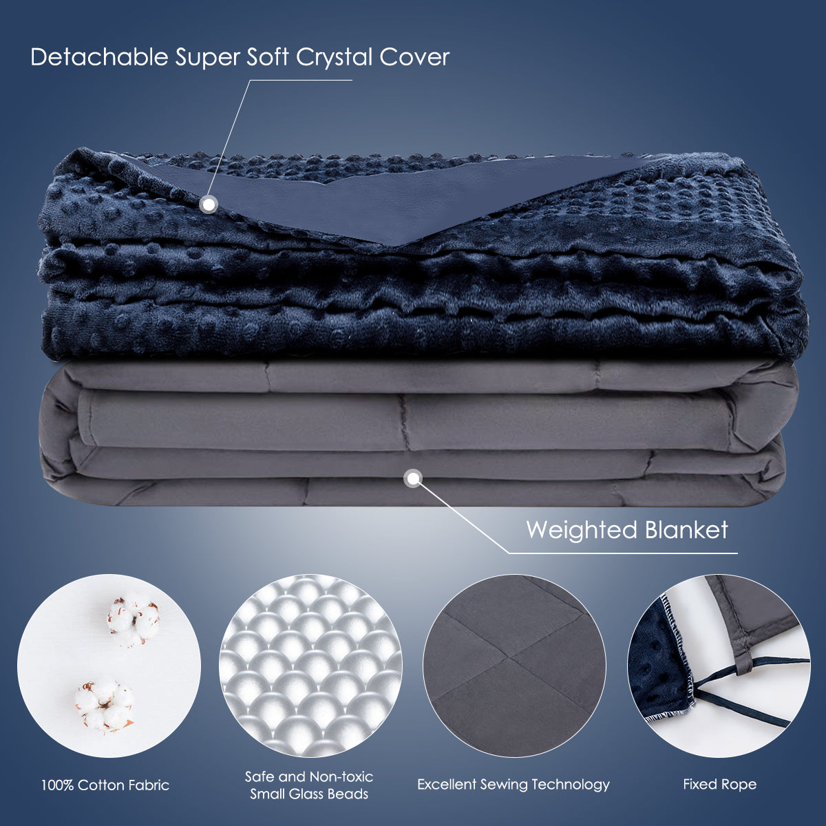 Topbuy 41 x 60 Cotton Weighted Blankets with Crystal Velvet 10lbs