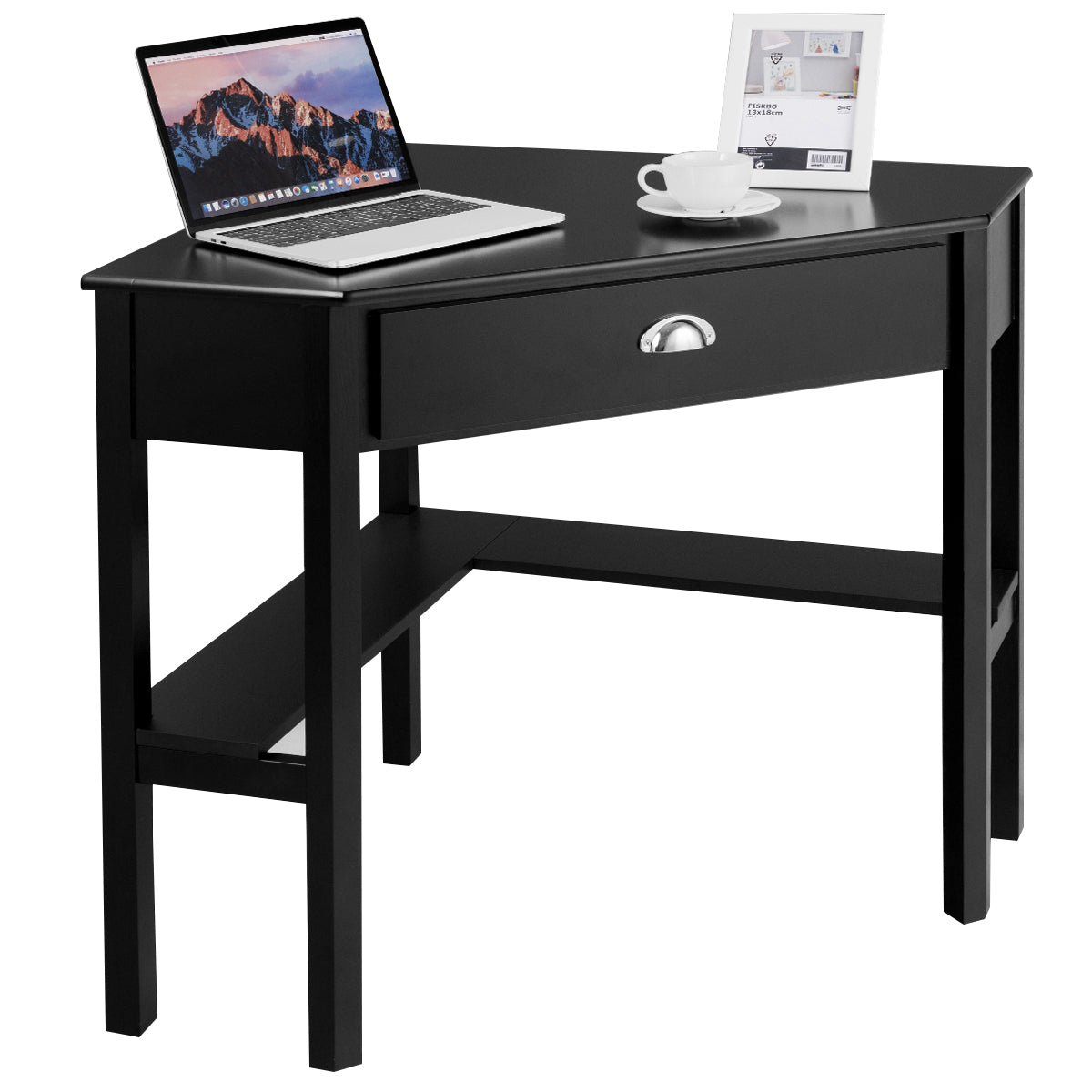 Topbuy Corner Computer Desk Table Wood Workstation Gray/White/Black/Natural& White/Brown& Black