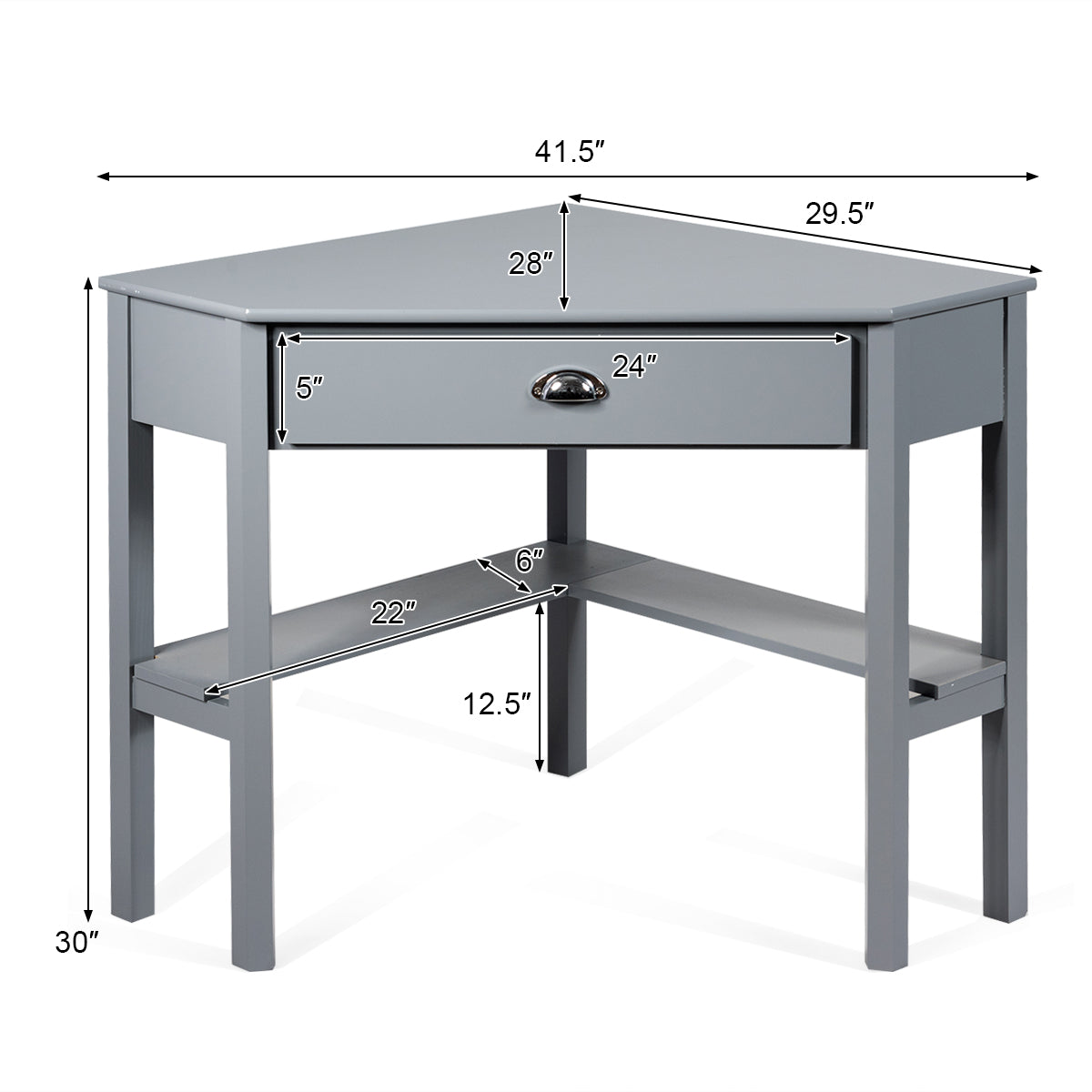 Topbuy Corner Computer Desk Table Wood Workstation Gray/White/Black/Natural& White/Brown& Black