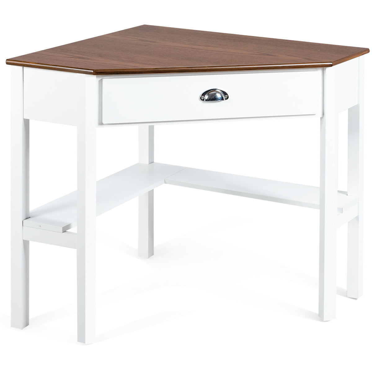 Topbuy Corner Computer Desk Table Wood Workstation Gray/White/Black/Natural& White/Brown& Black