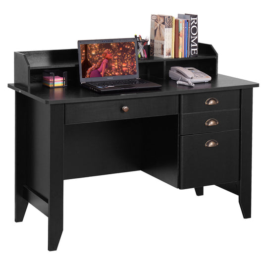 Topbuy Wooden Computer Writing Desk Office Study Table with Drawers Black/Walnut