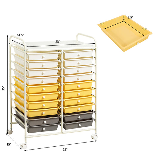 Topbuy 20-Drawer Rolling Trolley Mobile Storage Cart Tools Scrapbook Paper Organizer