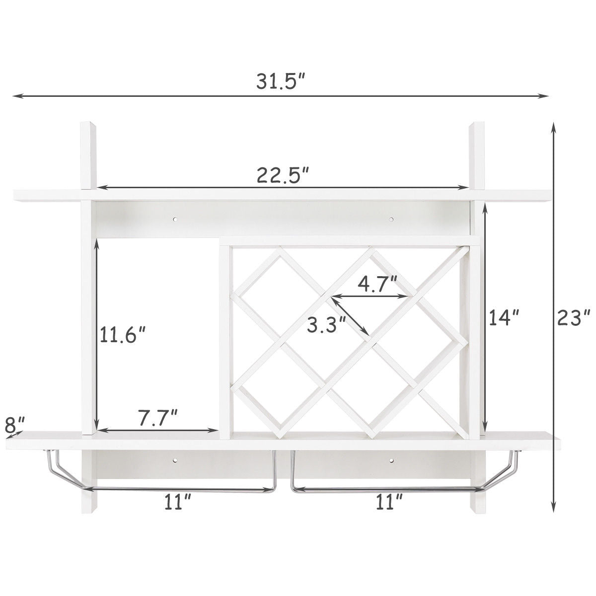 Topbuy Wall Mount Wine Rack Wine Holder Display Shelves with Glass Holder