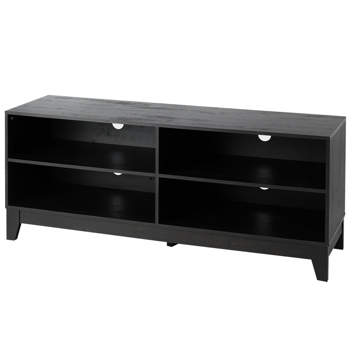 Topbuy Modern Wooden TV Stand Media Console Storage Cabinet with 4 Open Shelves Black/Walnut