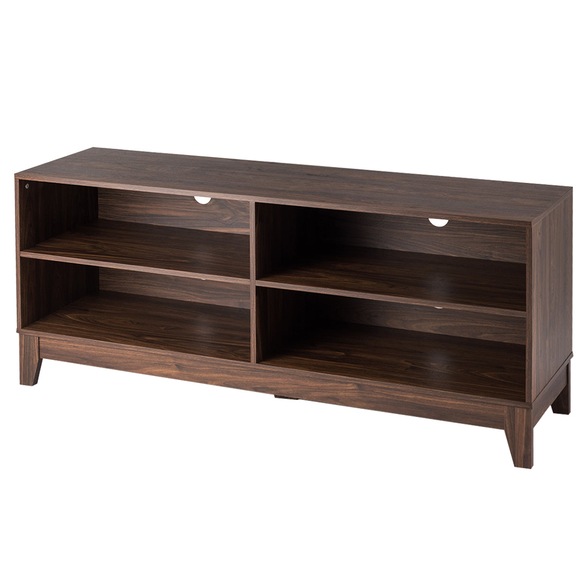 Topbuy Modern Wooden TV Stand Media Console Storage Cabinet with 4 Open Shelves Black/Walnut