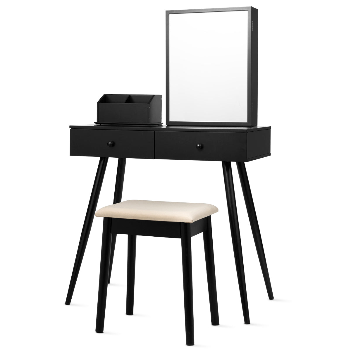 Topbuy 2-in-1 Vanity Table Set Dressing Table Makeup Desk with Stool & Mirror