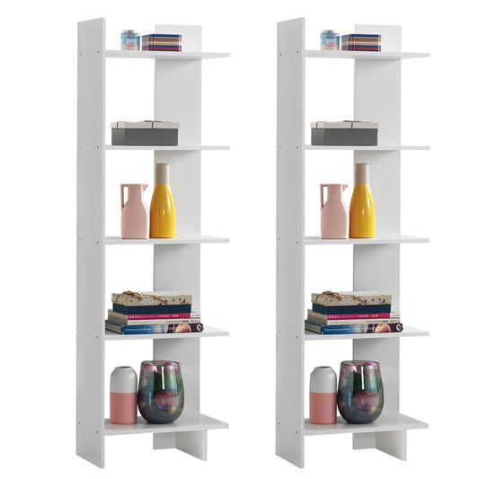 Topbuy Set of 2 5-Tier Modern Bookcase Standing Storage Shelf Room Divider Display Rack