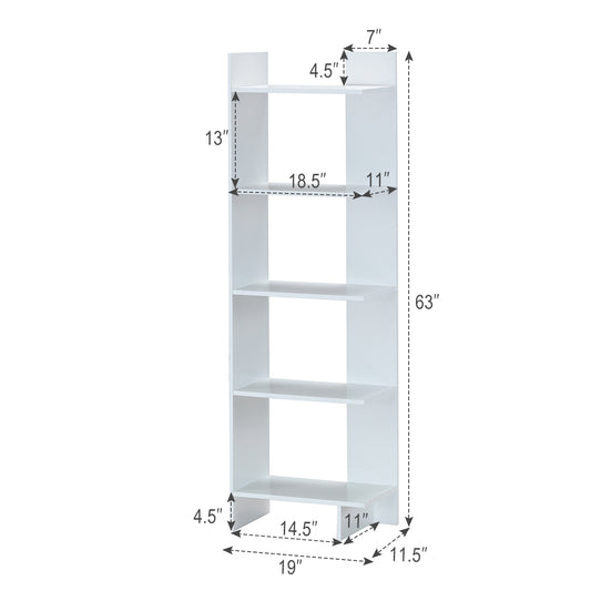 Topbuy Set of 2 5-Tier Modern Bookcase Standing Storage Shelf Room Divider Display Rack