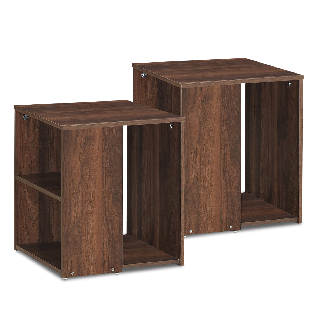 Topbuy 2-Piece Modern Nightstand Sofa Side End Table with Open Storage Shelves