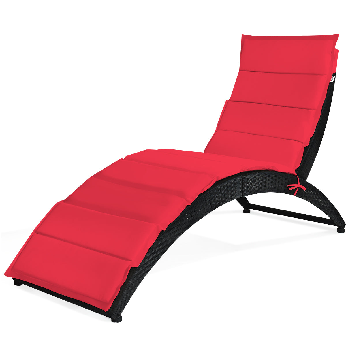 Patiojoy 1PC/2PCS Foldable Outdoor Patio Rattan Lounge Chair Reclining Chaise Chair White/Turquoise/Red