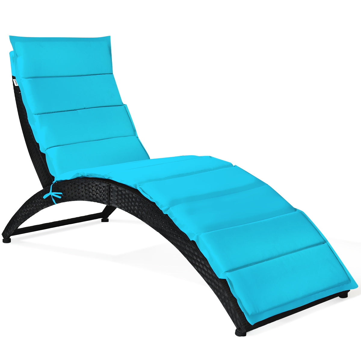 Patiojoy 1PC/2PCS Foldable Outdoor Patio Rattan Lounge Chair Reclining Chaise Chair White/Turquoise/Red