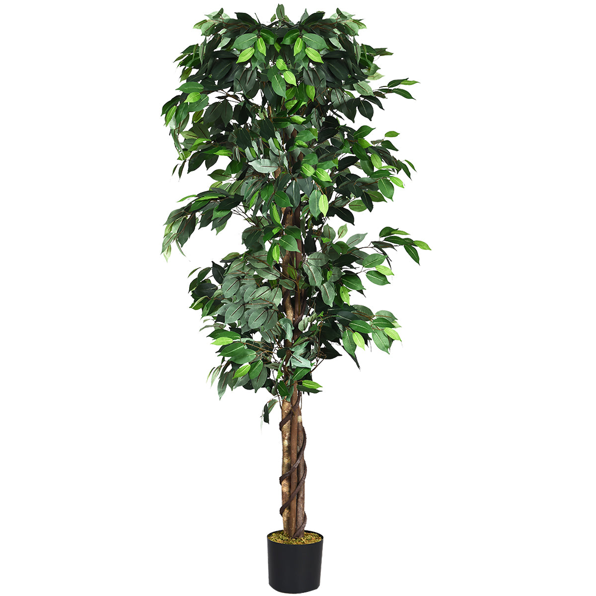 Topbuy Artificial Ficus Silk Tree Faux Potted Greenery Ficus Plants Decorations