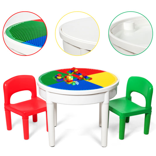 Topbuy 3 in 1 Round Water Craft Building Block Table Kids Activity Table Set