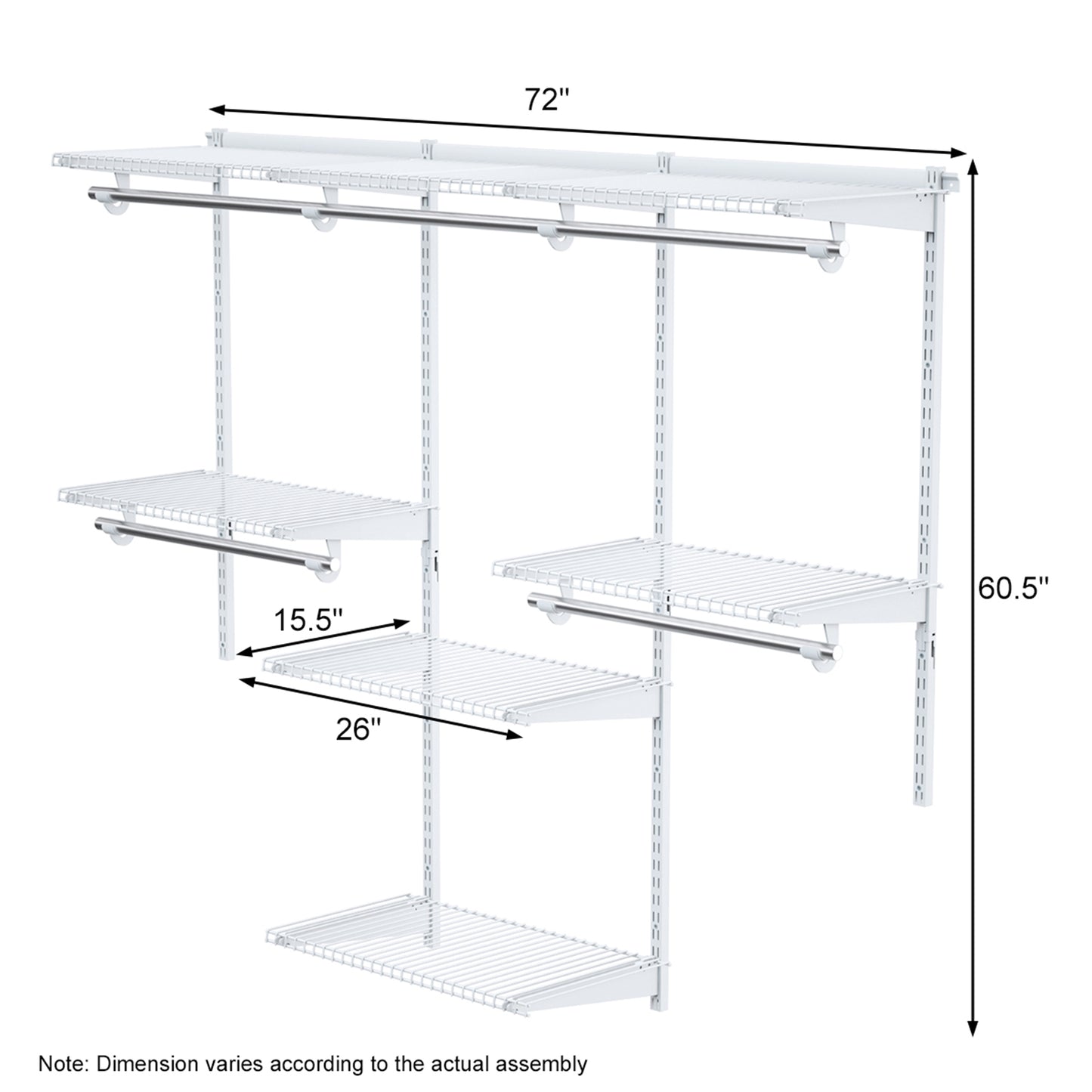 Topbuy Wall Mounted Custom Closet Adjustable Hanging Storage Organizer Rack