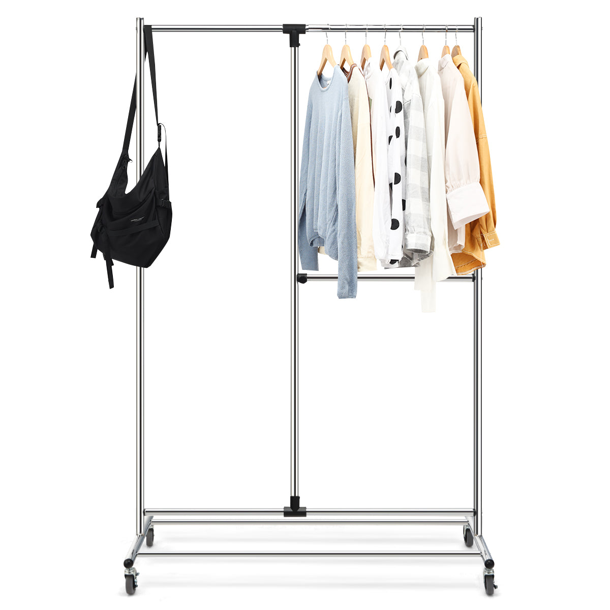 Topbuy 3-Rail Heavy Duty Clothes Rack Adjustable Garment Rack with Wheels