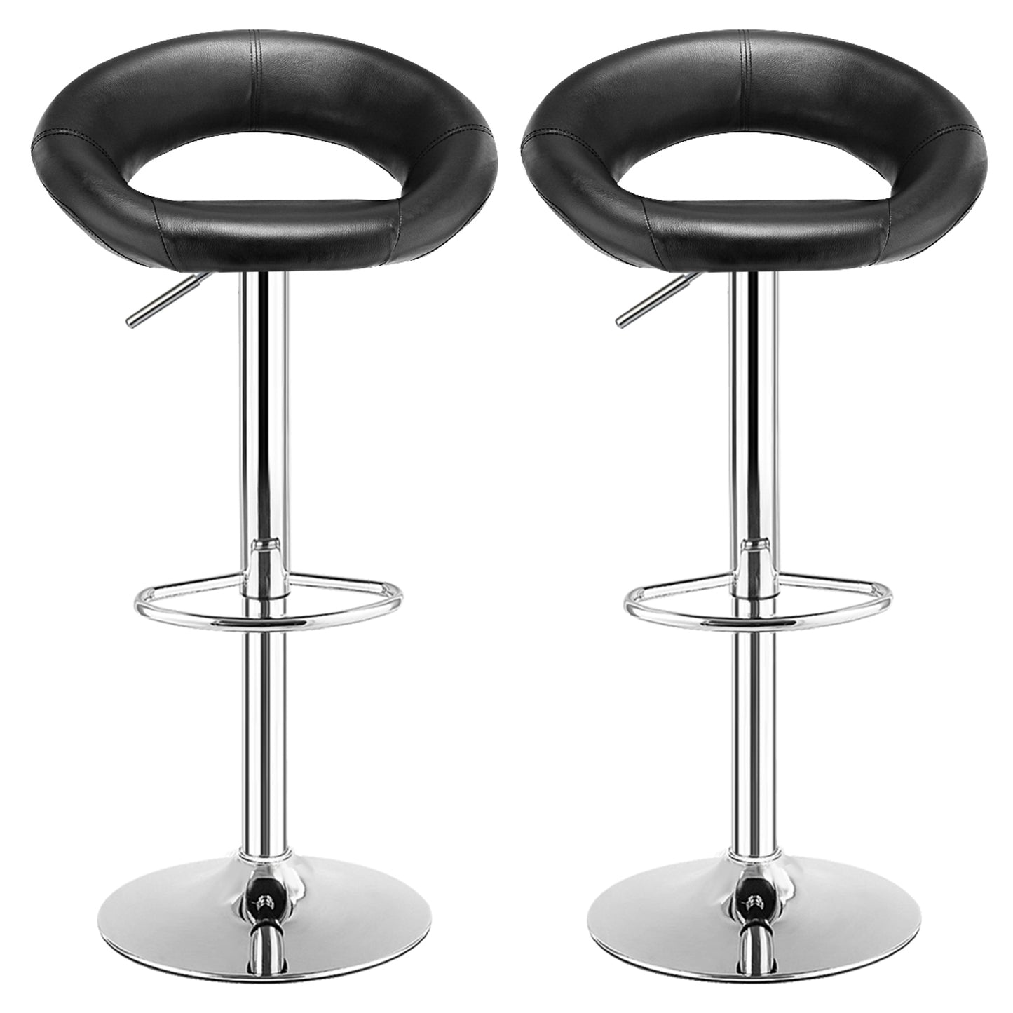 Topbuy Set of 2 PU Leather Bar Stools Adjustable Kitchen Counter Chairs Black