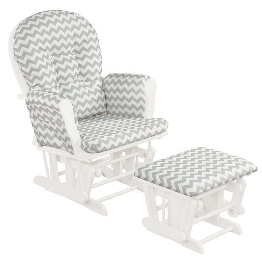 Topbuy Rocking Chair Baby Nursery Chair Glider with Ottoman &Storage Pocket Grey+White/Brown/Beige/Pink/Grey/Dark Grey