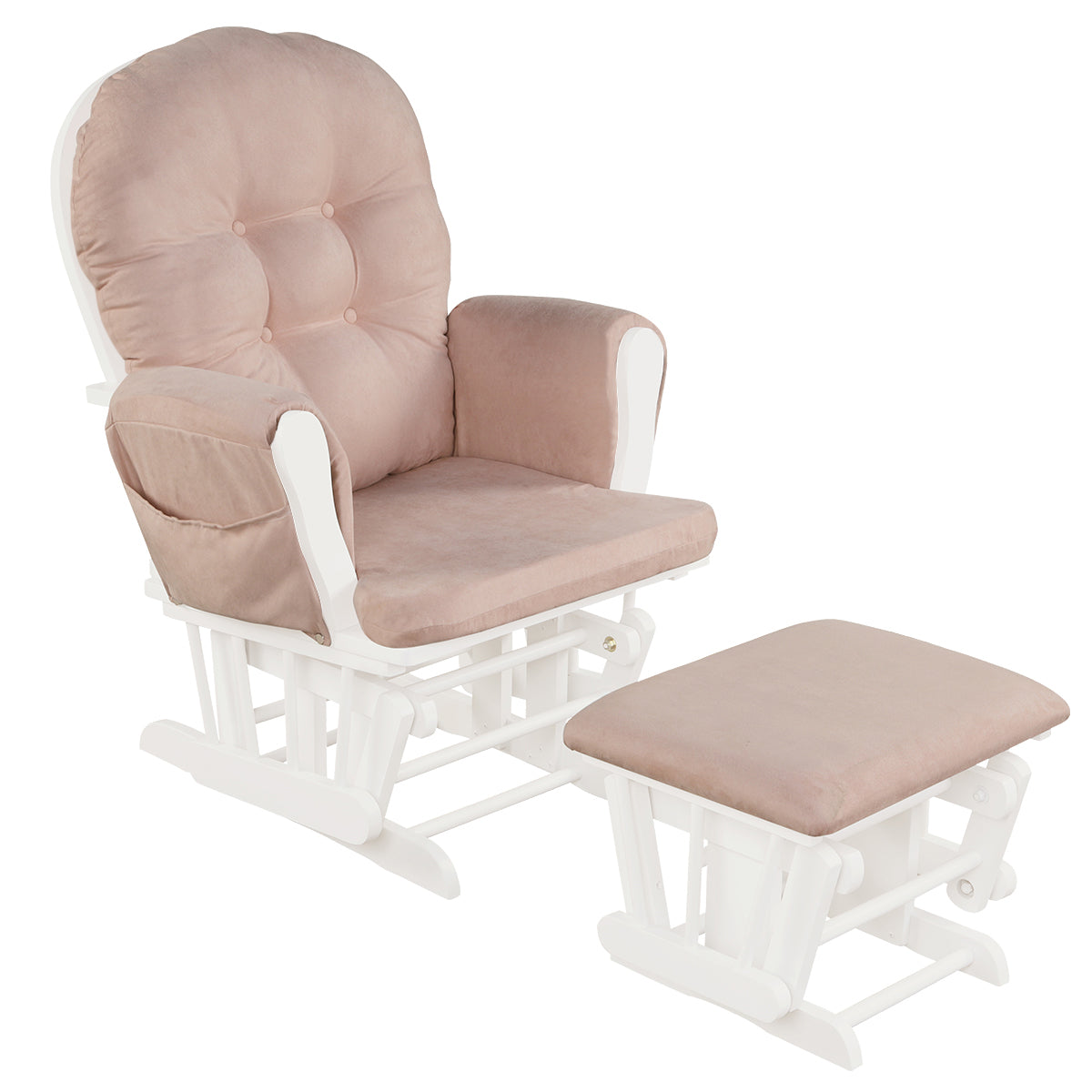 Topbuy Rocking Chair Baby Nursery Chair Glider with Ottoman &Storage Pocket Grey+White/Brown/Beige/Pink/Grey/Dark Grey