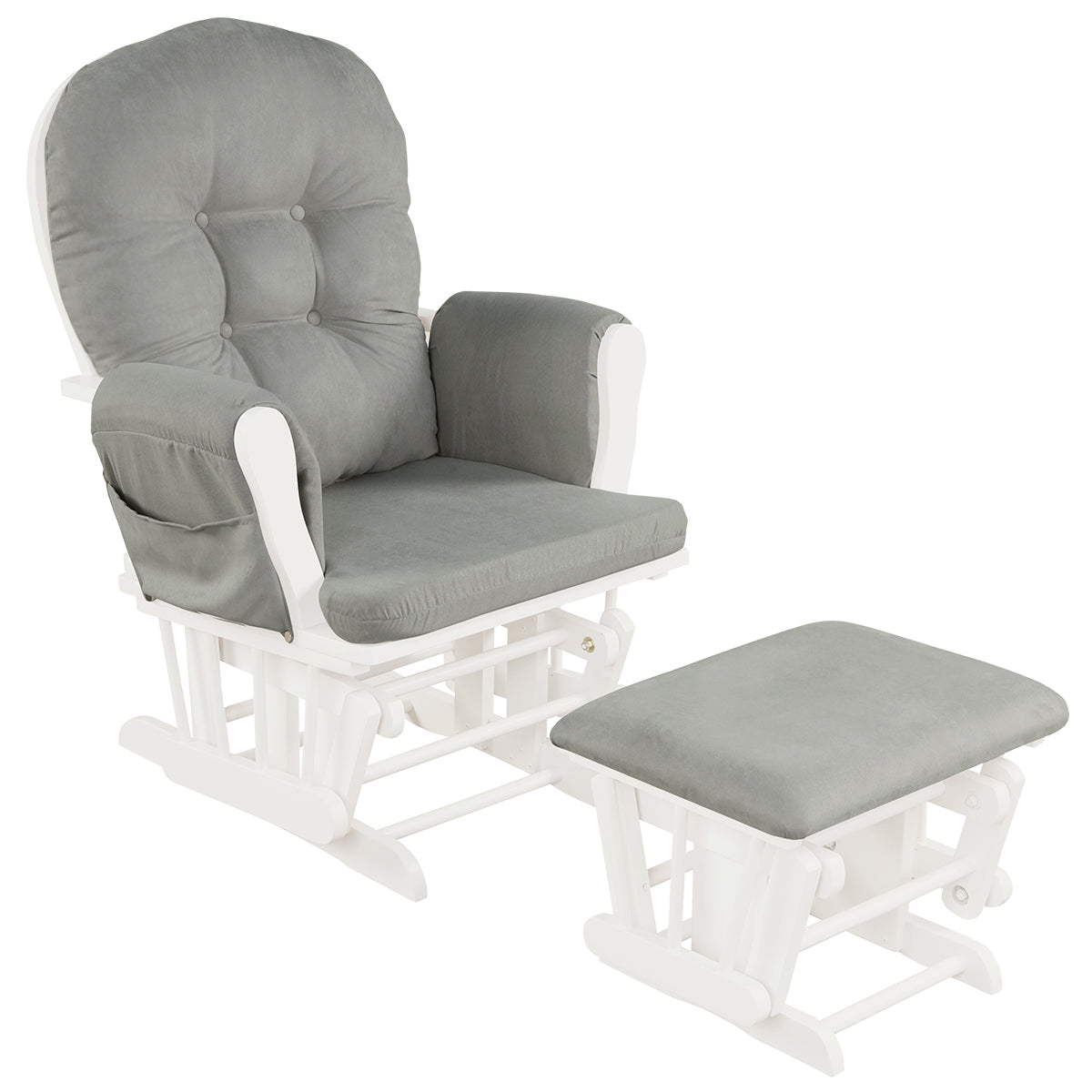 Topbuy Rocking Chair Baby Nursery Chair Glider with Ottoman &Storage Pocket Grey+White/Brown/Beige/Pink/Grey/Dark Grey