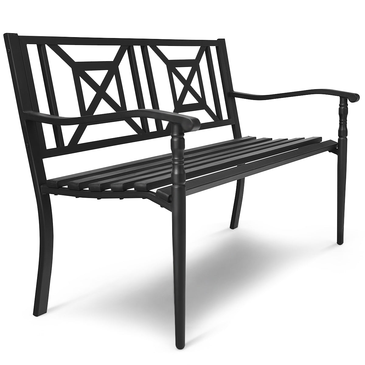 Topbuy Patio Metal Sofa Garden Bench Heavy-duty Park Loveseat Chair Seat