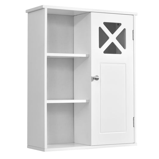 Topbuy Wall-mounted Bathroom Cabinet Multipurpose Storage Organizer Single Door White