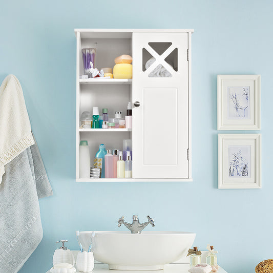 Topbuy Wall-mounted Bathroom Cabinet Multipurpose Storage Organizer Single Door White