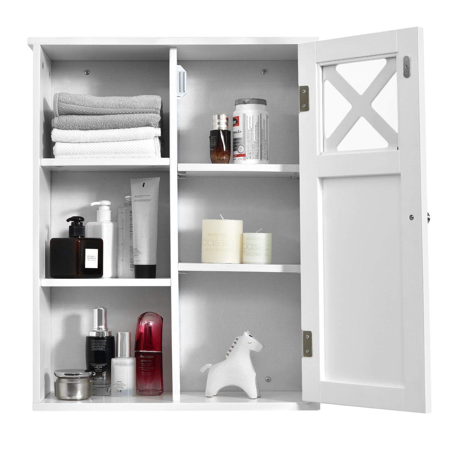 Topbuy Wall-mounted Bathroom Cabinet Multipurpose Storage Organizer Single Door White