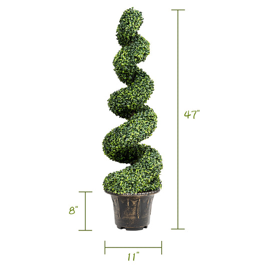 Topbuy Artificial Spiral Tree Green Leaves Boxwood 4ft Home Decoration