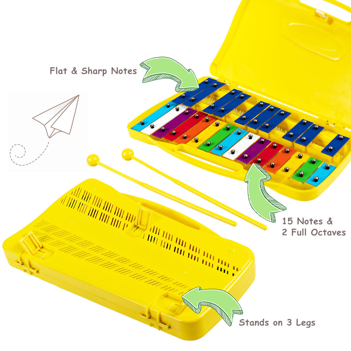 Topbuy 25 Notes Kids Chromatic Aluminium Xylophone with Case and 2 Mallets Blue/Pink/Red/Yellow