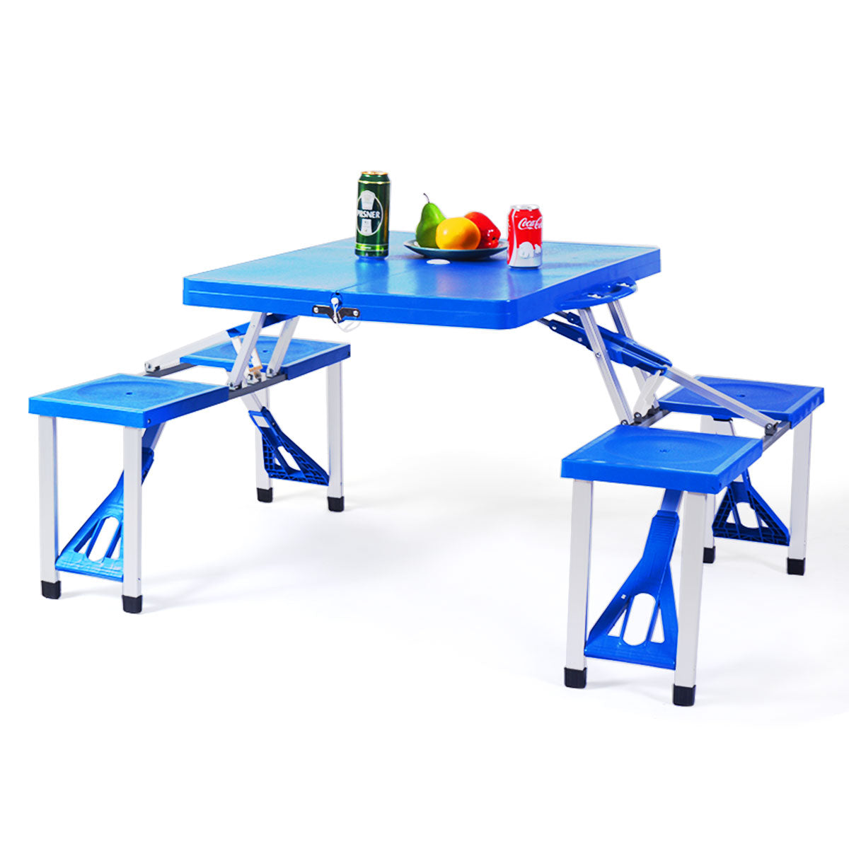 Topbuy Outdoor Portable Folding Camping Picnic Table with 4 Seats&Umbrella Hole