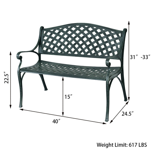 Topbuy Antique Garden Bench Park Yard seat Aluminum Frame Outdoor