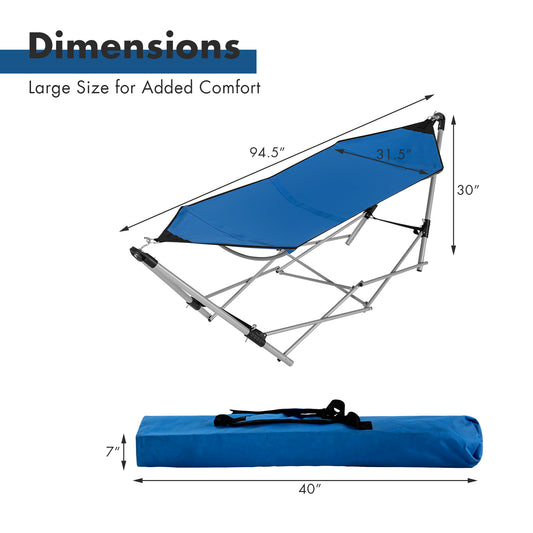 Topbuy Outdoor Portable Folding Hammock with Free standing Frame& Carry Bag Blue/Black/Red