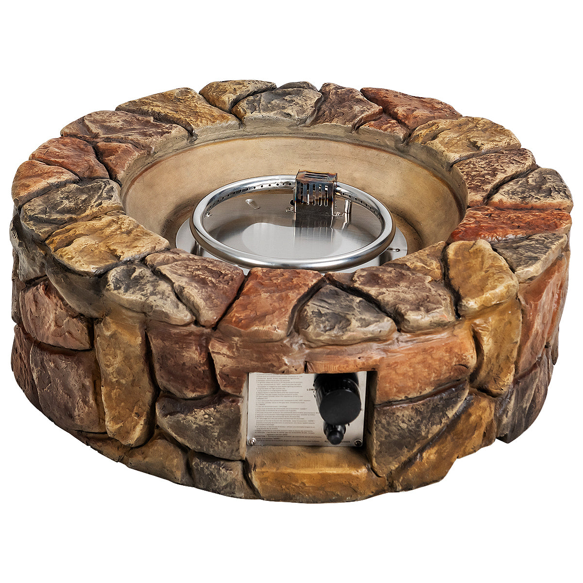 Topbuy Outdoor 40000 BTU Gas Fire Pit Table Electronic Propane Ignition Lava Rock Brown/Grey