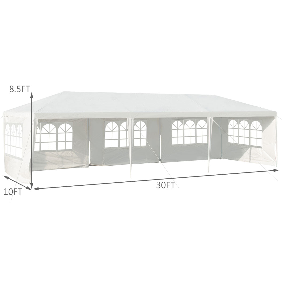 Topbuy 10' x 30' Outdoor White Wedding Party Event Tent with 5 Removable Side Walls