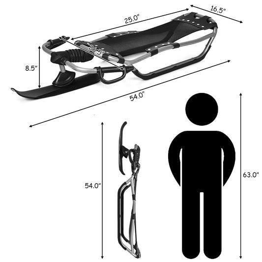 Topbuy Snow Racer Ski Sled w/Textured Grip Handles for Kids Age 12 &Up