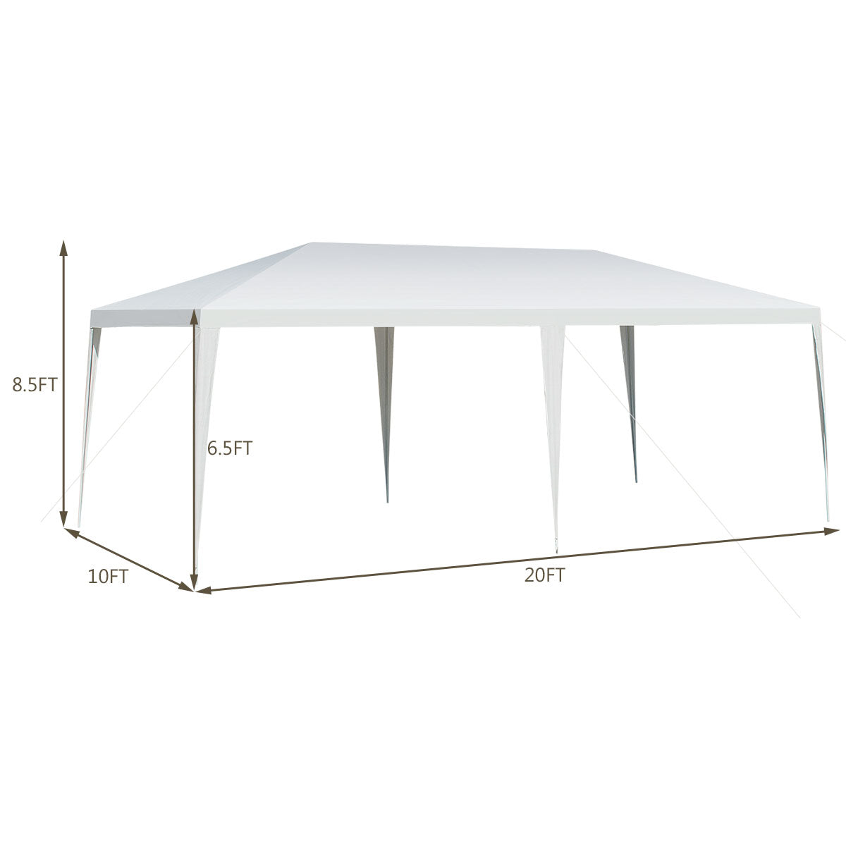 Topbuy 10'x20' Outdoor White Wedding Party Event Tent Gazebo Canopy Pavilion