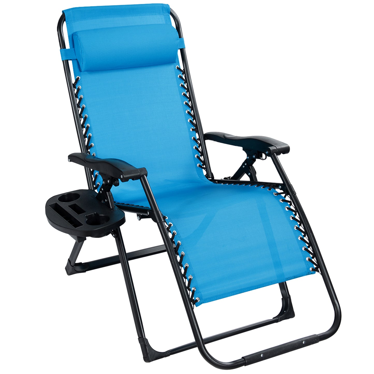 Topbuy Oversized Zero Gravity Lounge Chair Folding Recliner w/ Cup Holder & Pillow Blue