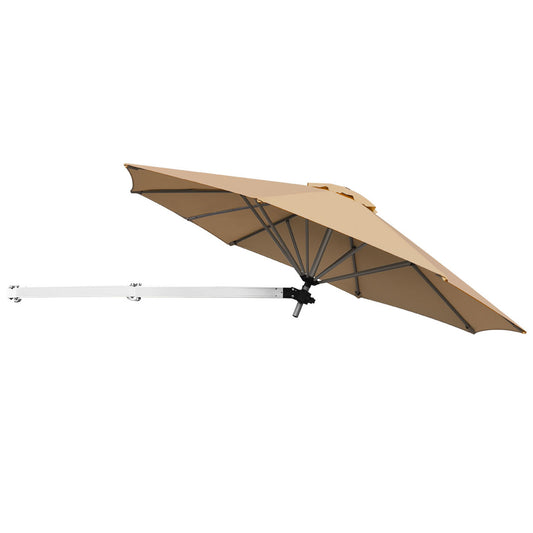 Topbuy 8ft Wall Mounted Cantilever Umbrella Patio Adjustable Tilting Sunshade Umbrella Beige/Burgundy/Blue/Tan