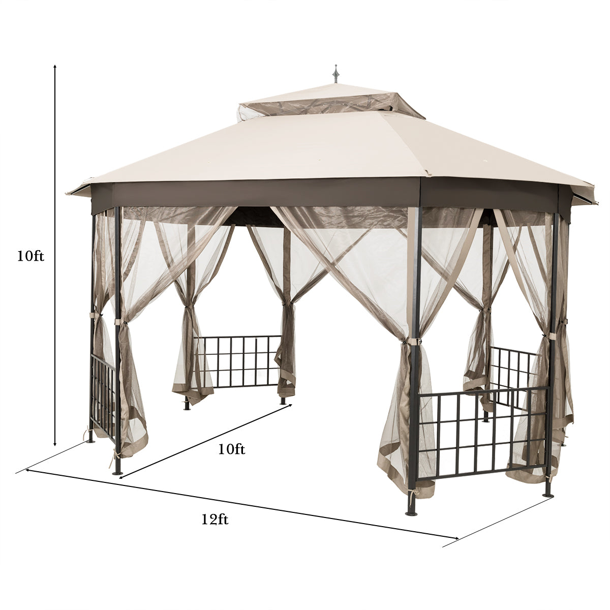 Topbuy 10' x 12' Octagonal Canopy Tent Patio Gazebo Canopy Shelter W/ Mosquito Netting