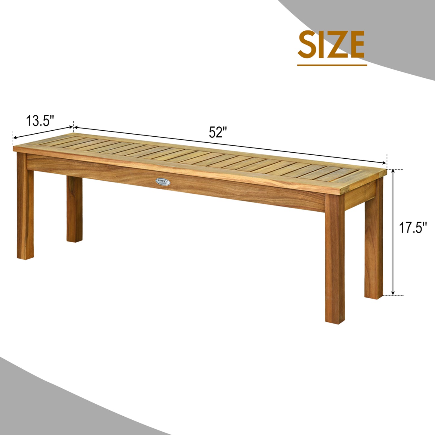 Topbuy Acacia Wood Outdoor Backless Bench Rustic Patio Dining Bench with Slatted Seat