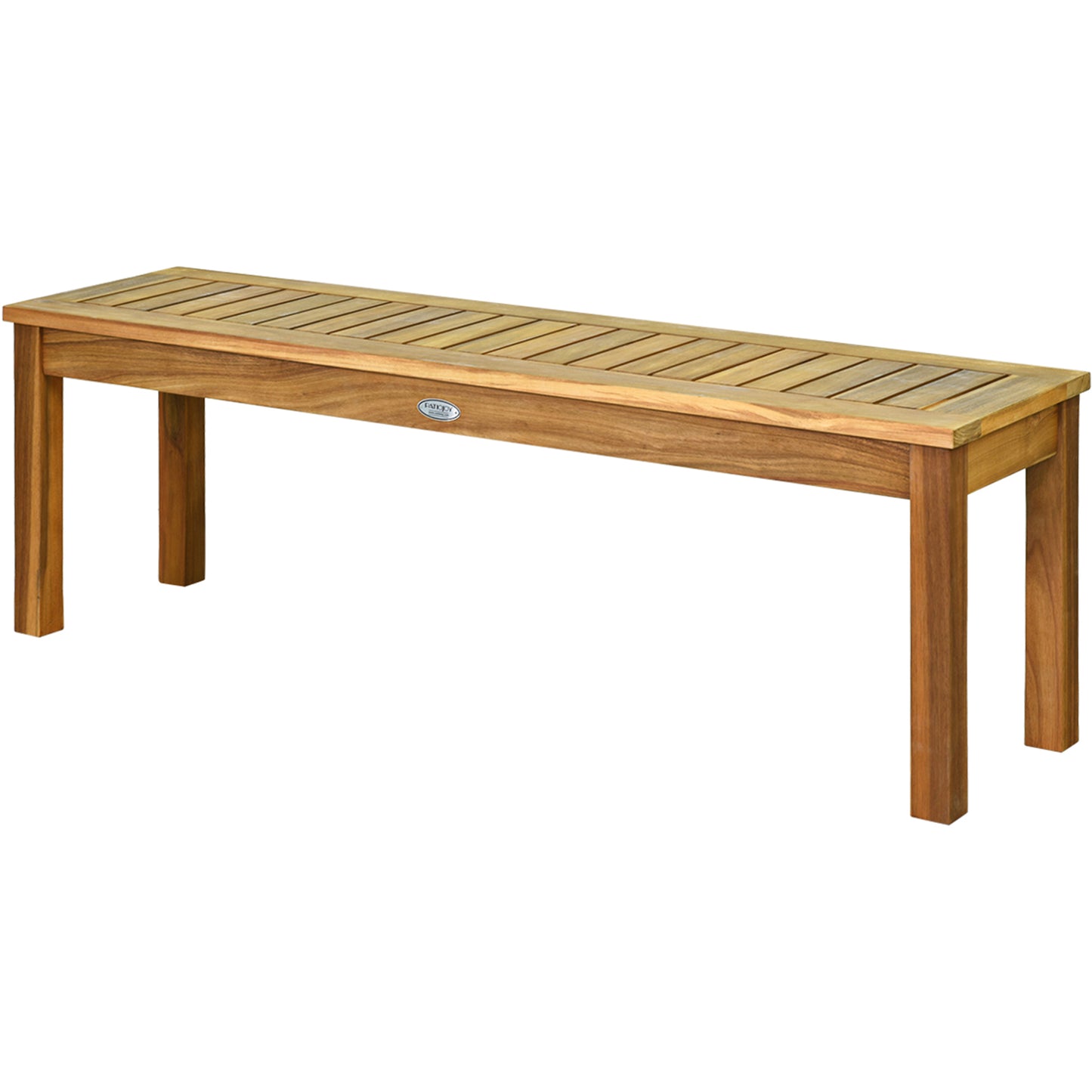 Topbuy Acacia Wood Outdoor Backless Bench Rustic Patio Dining Bench with Slatted Seat