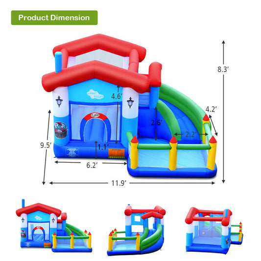 Topbuy Kids Inflatable Bounce House Jump Bouncer Slide Castle Ball Pit with 735W Blower