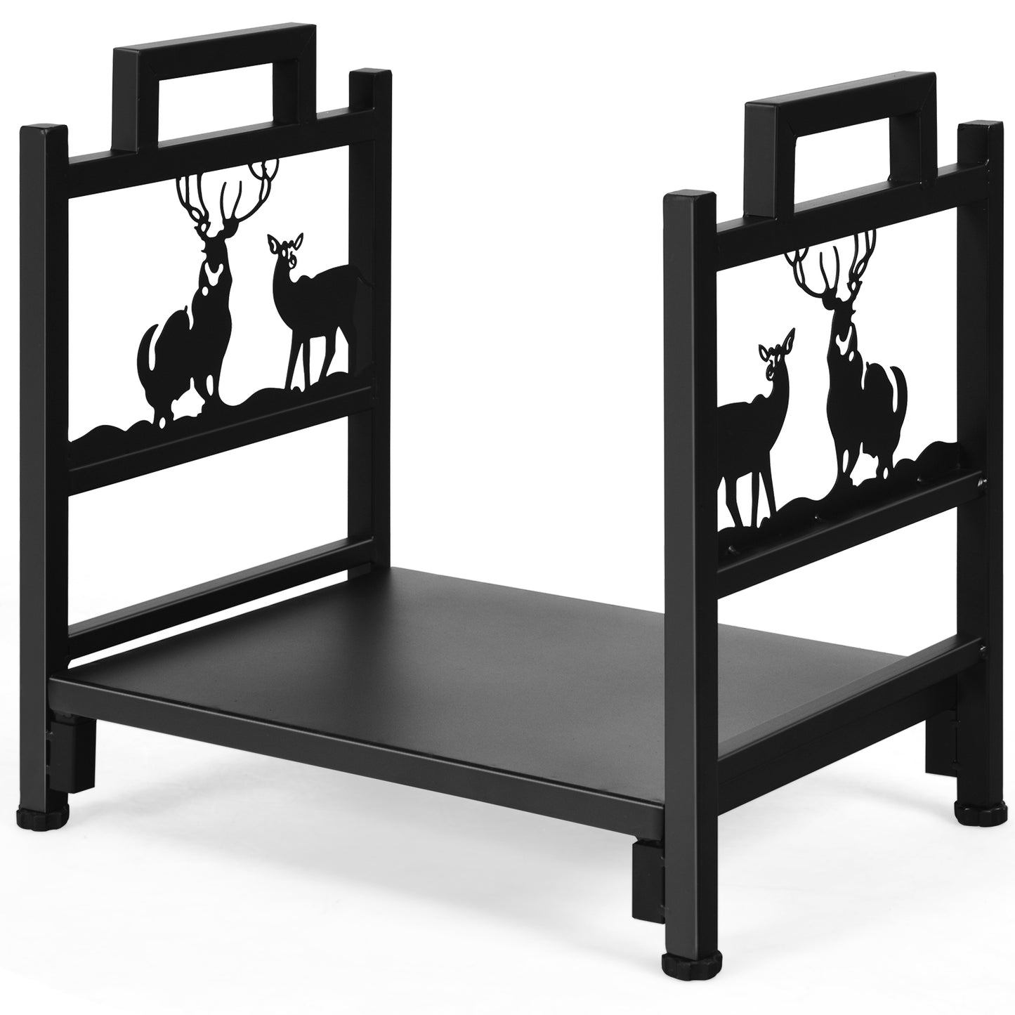 Topbuy 18'' Steel Log Storage Stacking Holder Firewood Rack with Elk Pattern